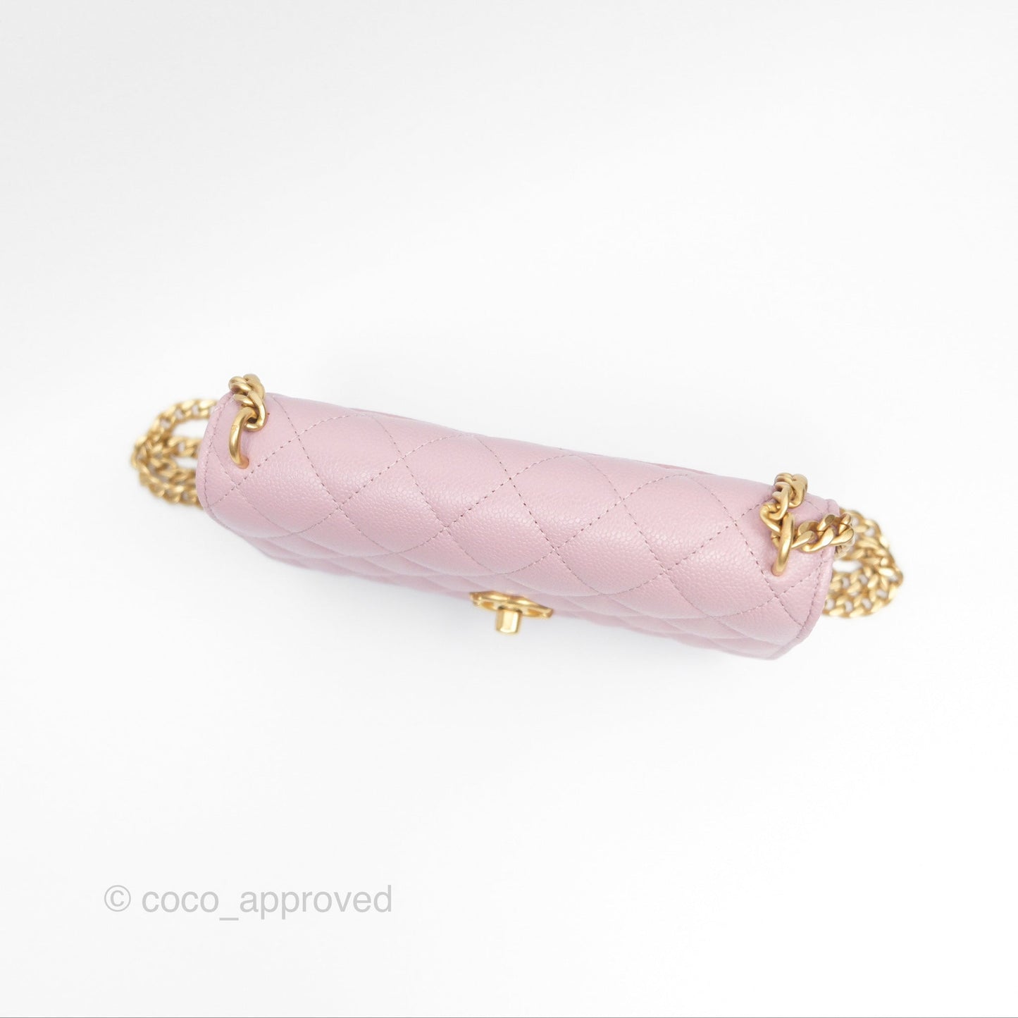 Chanel Heart Adjustable Chain WOC Dusty Pink Caviar Aged Gold Hardware