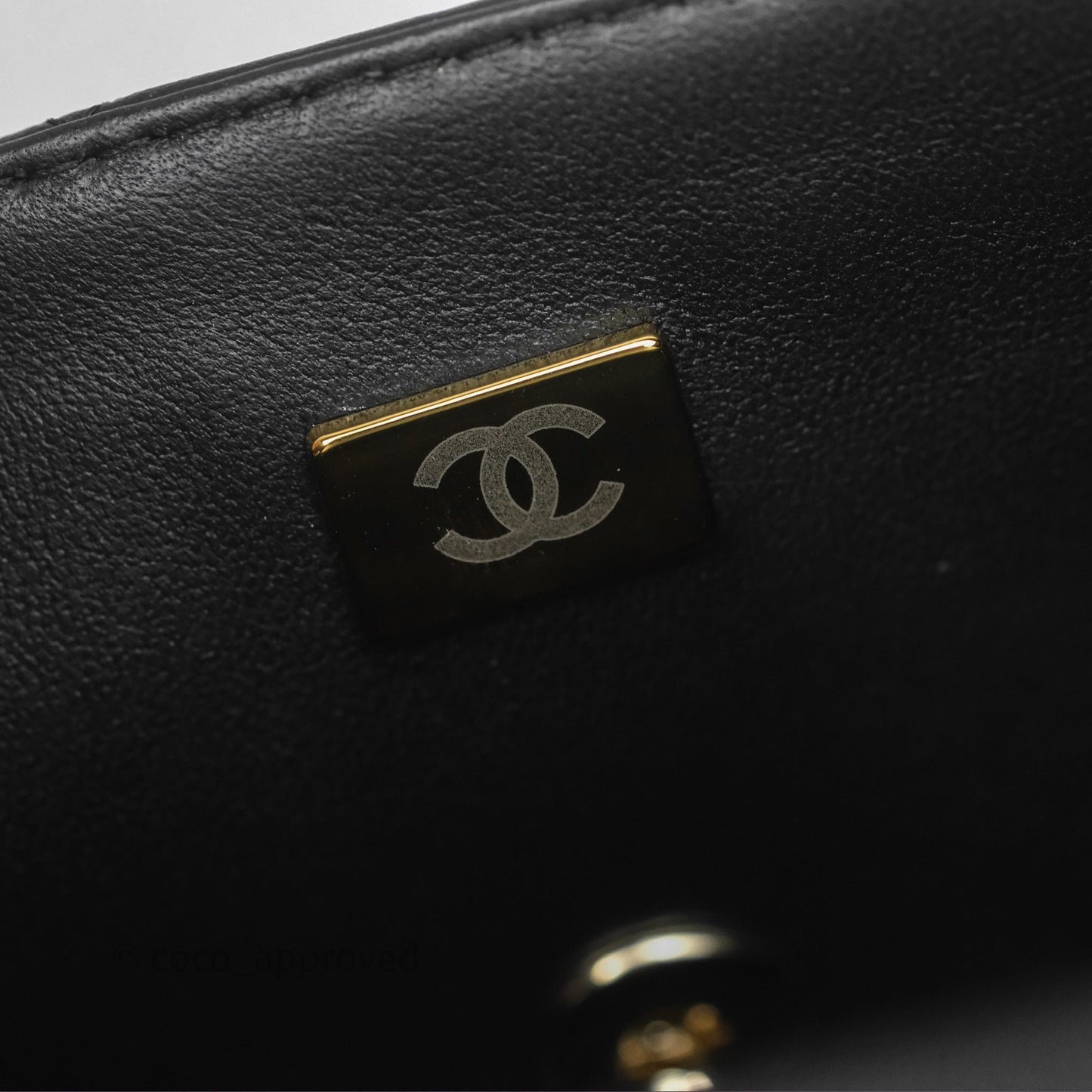 Chanel Top Handle Mini Rectangular Flap Black Lambskin Gold Hardware