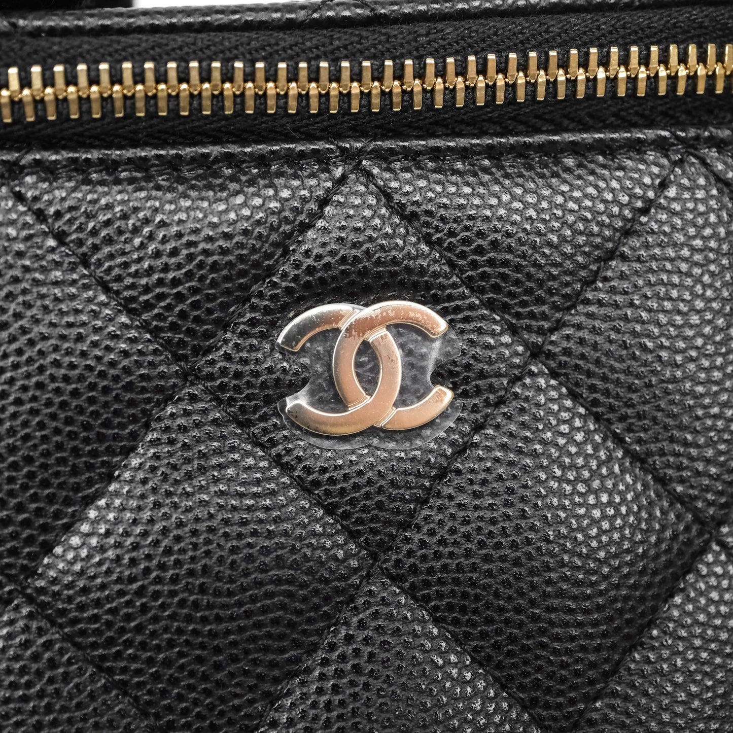 Chanel Mini Vanity With Chain Black Caviar Gold Hardware