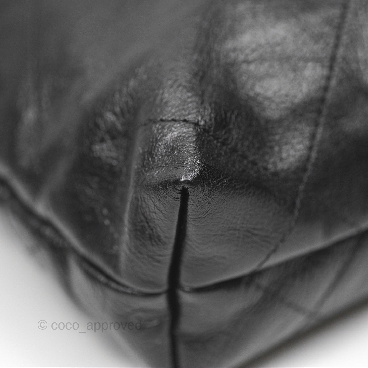 Chanel 22 Quilted Logo Mini Bag with Pearl Chain Black Shiny Crumpled Calfskin