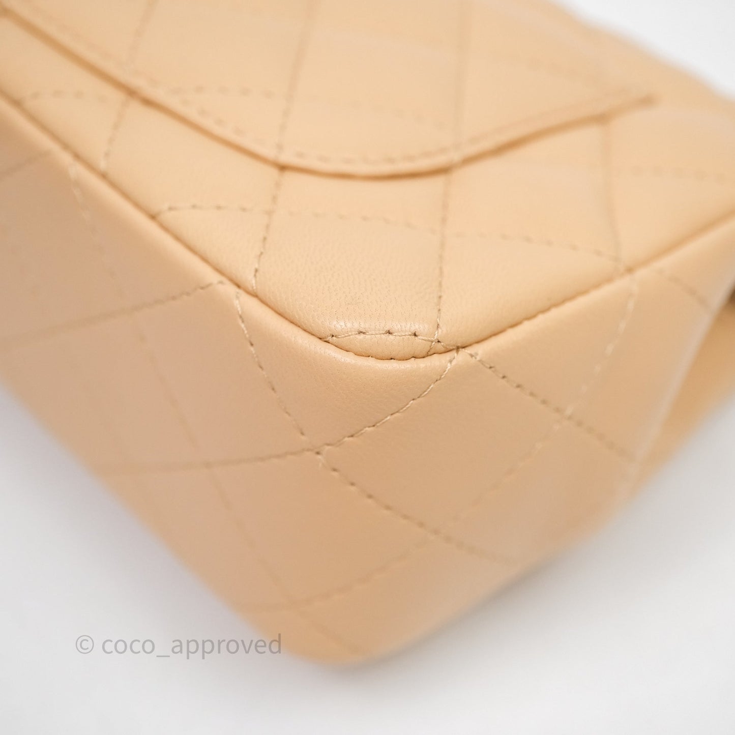 Chanel Mini Rectangular Quilted Beige Lambskin Light Gold Hardware