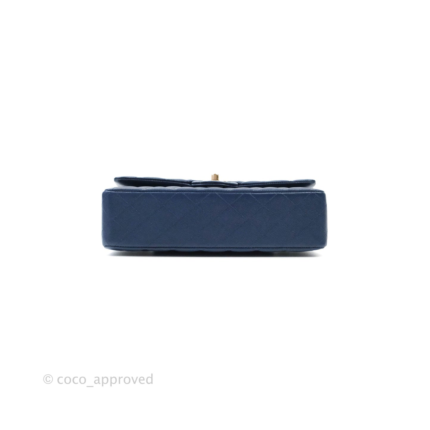 Chanel Quilted M/L Medium Double Flap Navy Caviar Gold Hardware 17B
