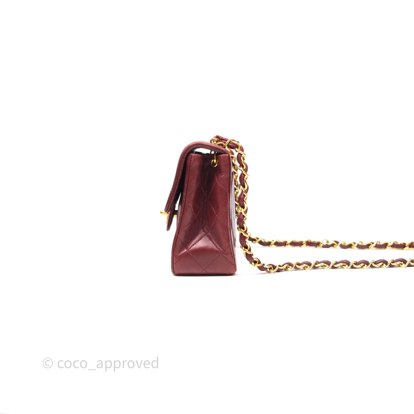 Chanel Vintage Mini Square Burgundy Lambskin 24K Gold Hardware