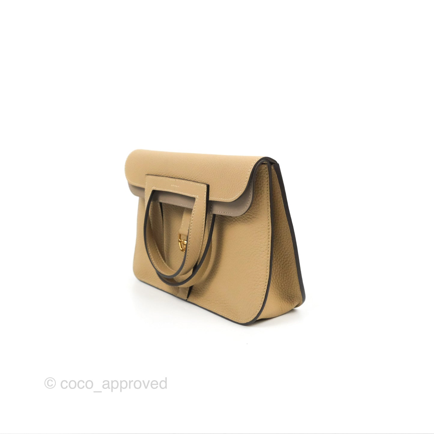 Hermès Halzan 25 Trench/Etoupe Clemence Gold Hardware
