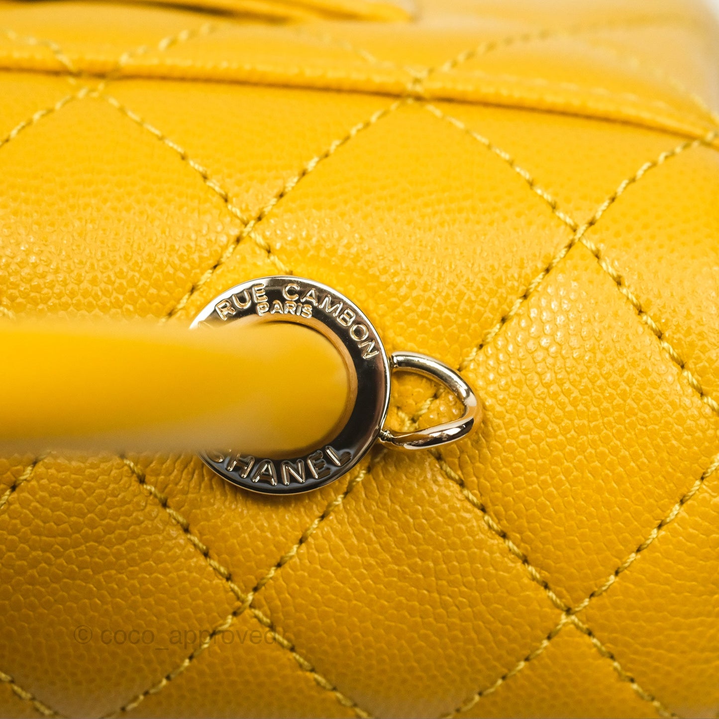Chanel Small Coco Handle Mustard Yellow Caviar Gold Hardware