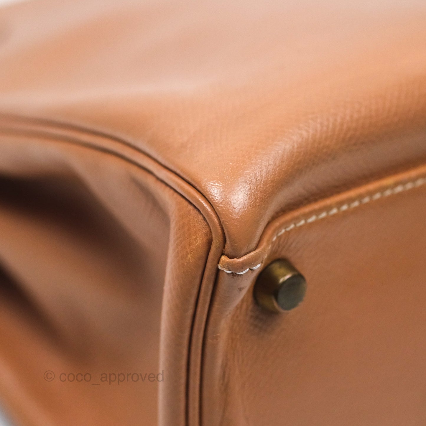 Hermes Vintage Kelly 32 Retourne Natural Gold Hardware
