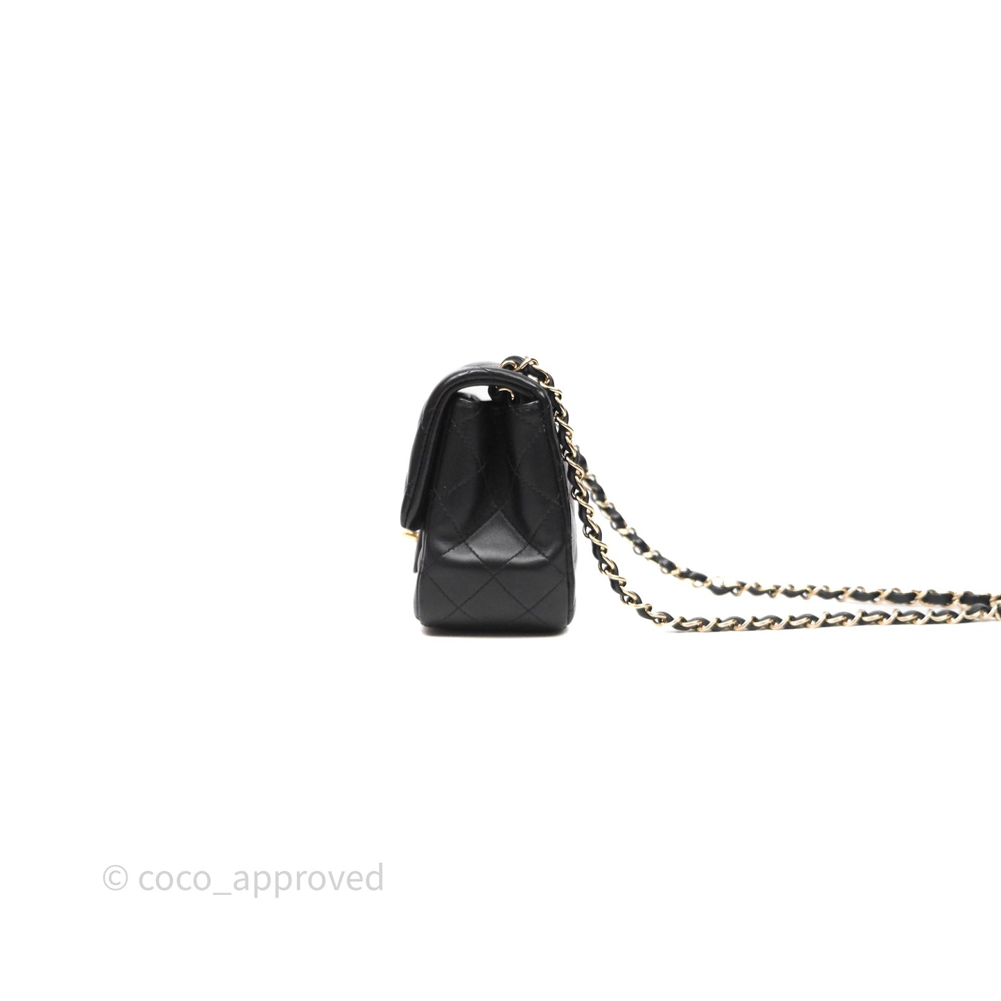 Chanel Mini Square Quilted Black Lambskin Gold Hardware