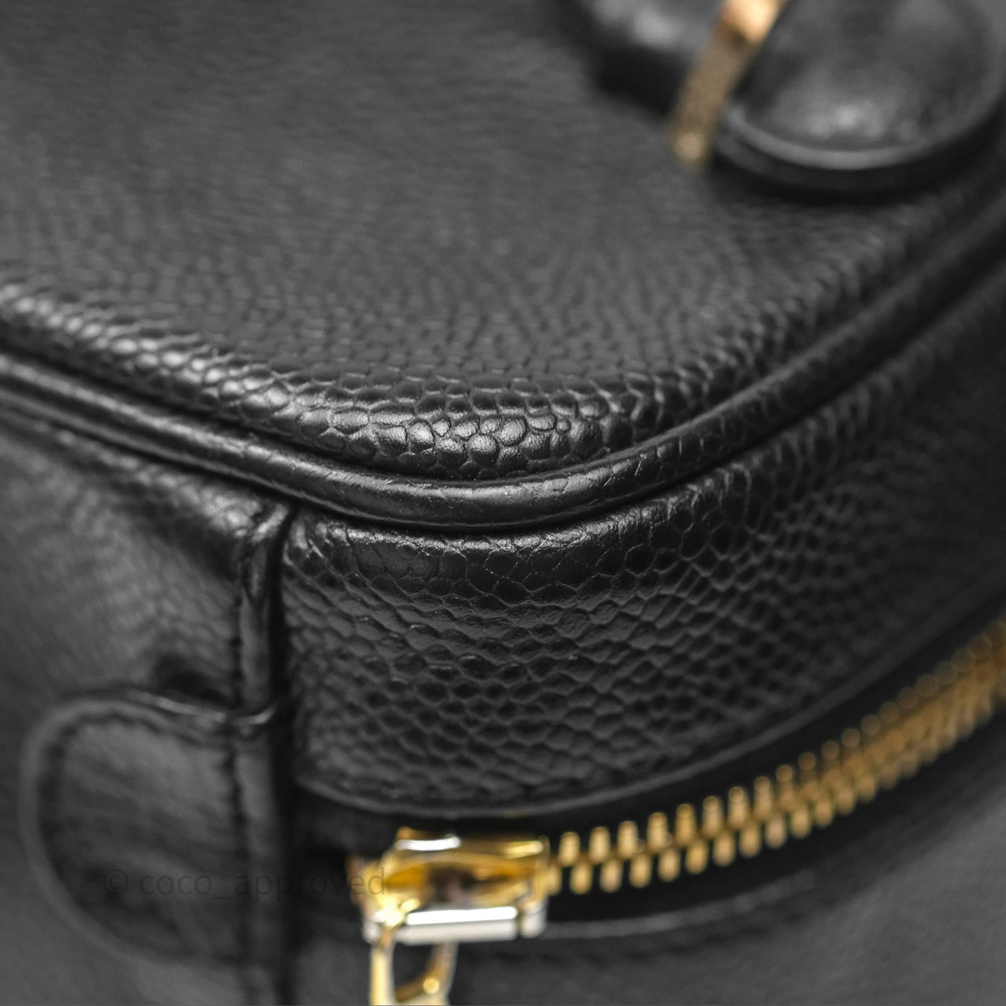 Chanel Vintage Vanity Case Black Caviar Gold Hardware