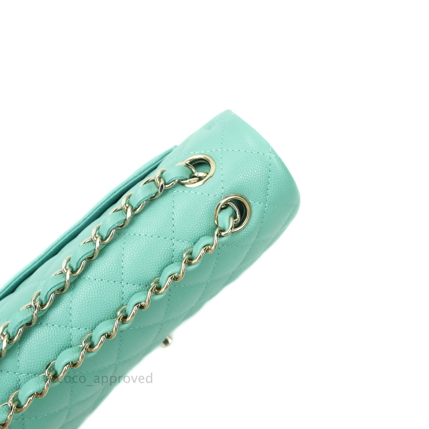 Chanel Classic Small S/M Flap Tiffany Blue Mint Caviar Gold Hardware 21S