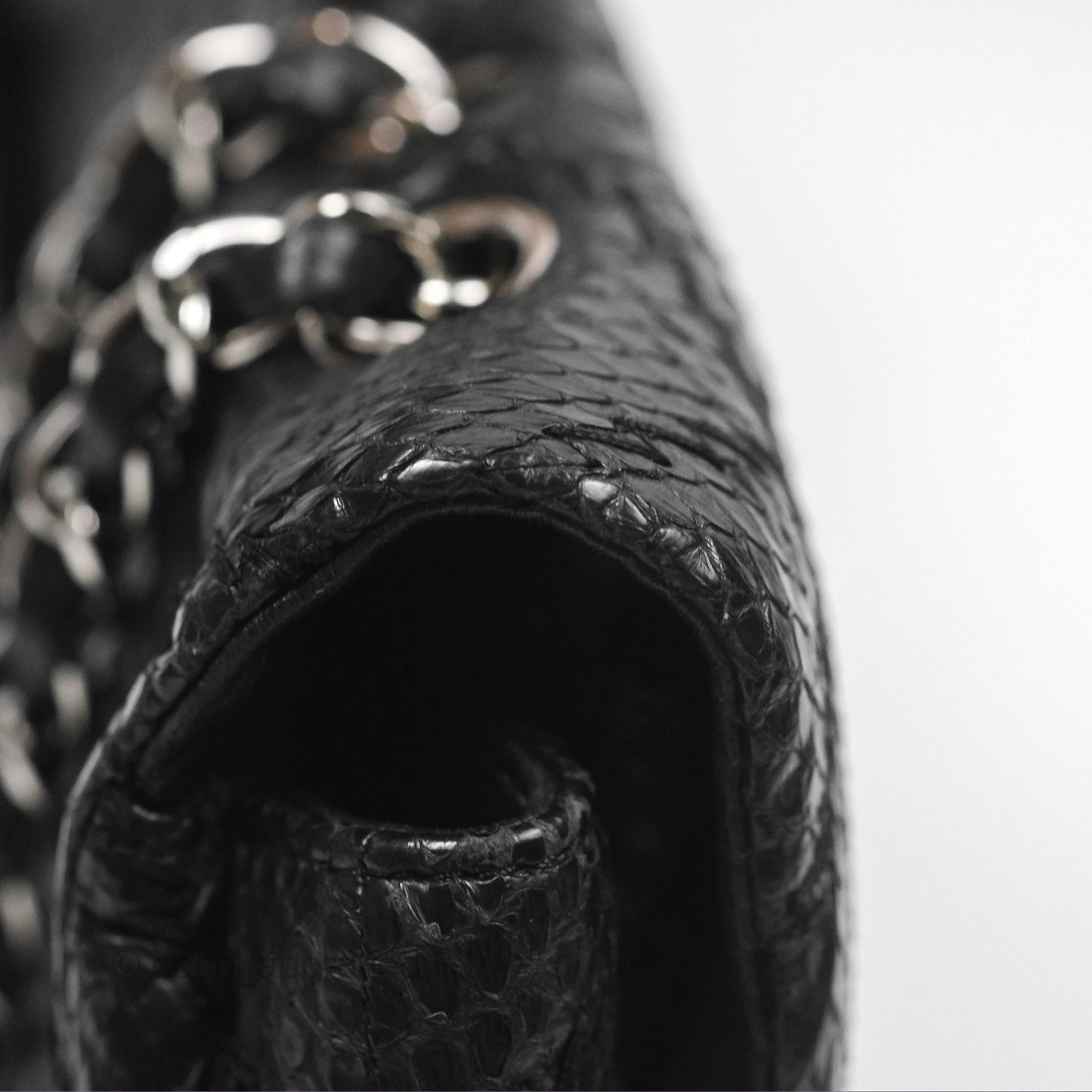 Chanel Quilted Ultimate Stitch Flap Bag Matte Python Black Silver Hardware