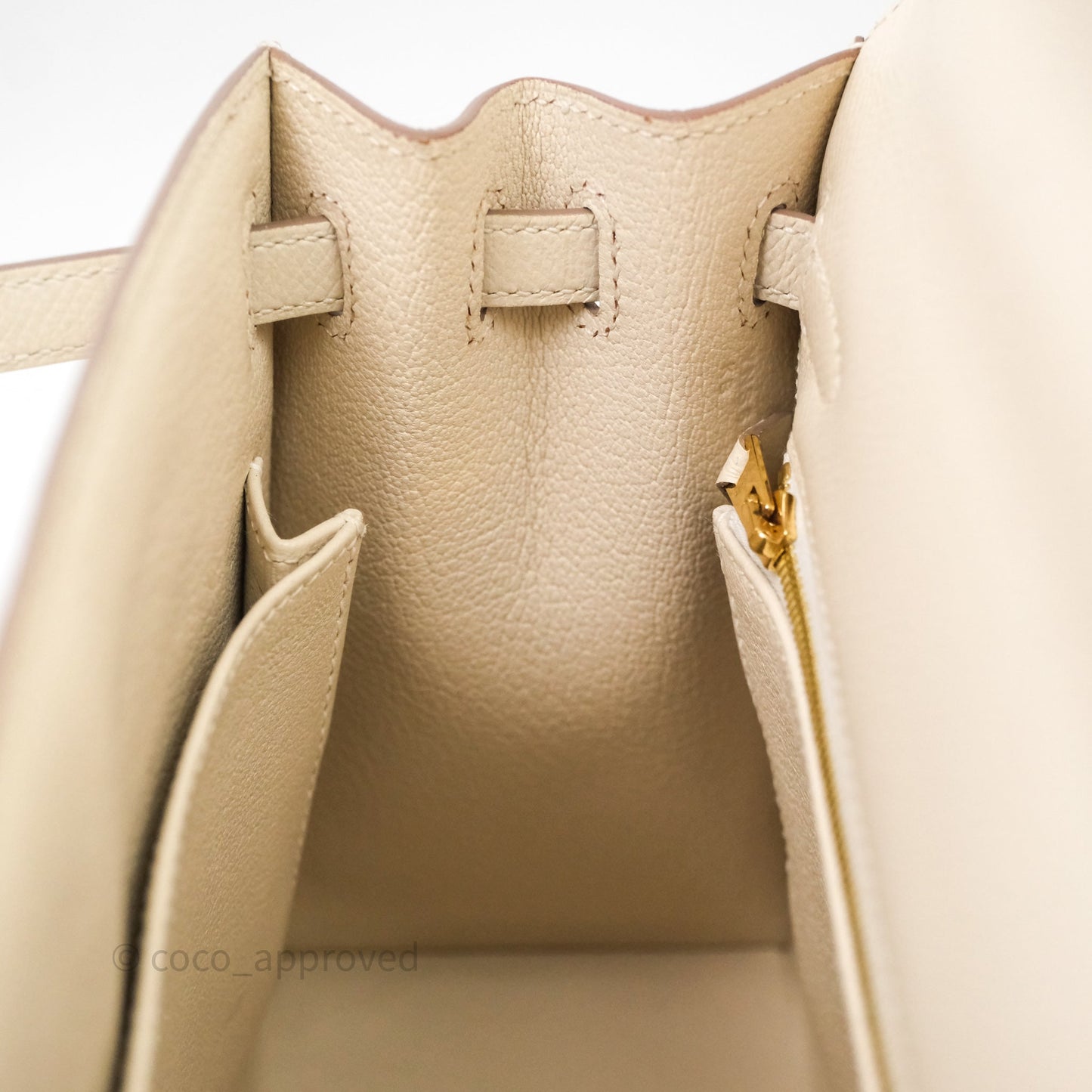 Hermes Kelly 25 Craie Epsom Gold Hardware