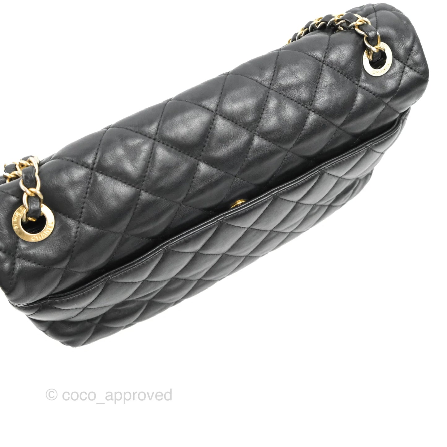 Chanel Soft Elegance Flap Bag Calfskin Black Aged Gold Hardware