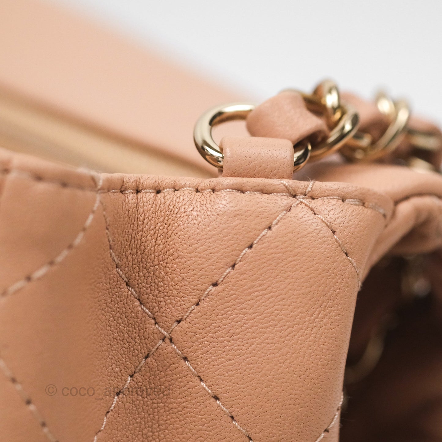 Chanel Quilted Mini Rectangular Flap Beige Lambskin Gold Hardware