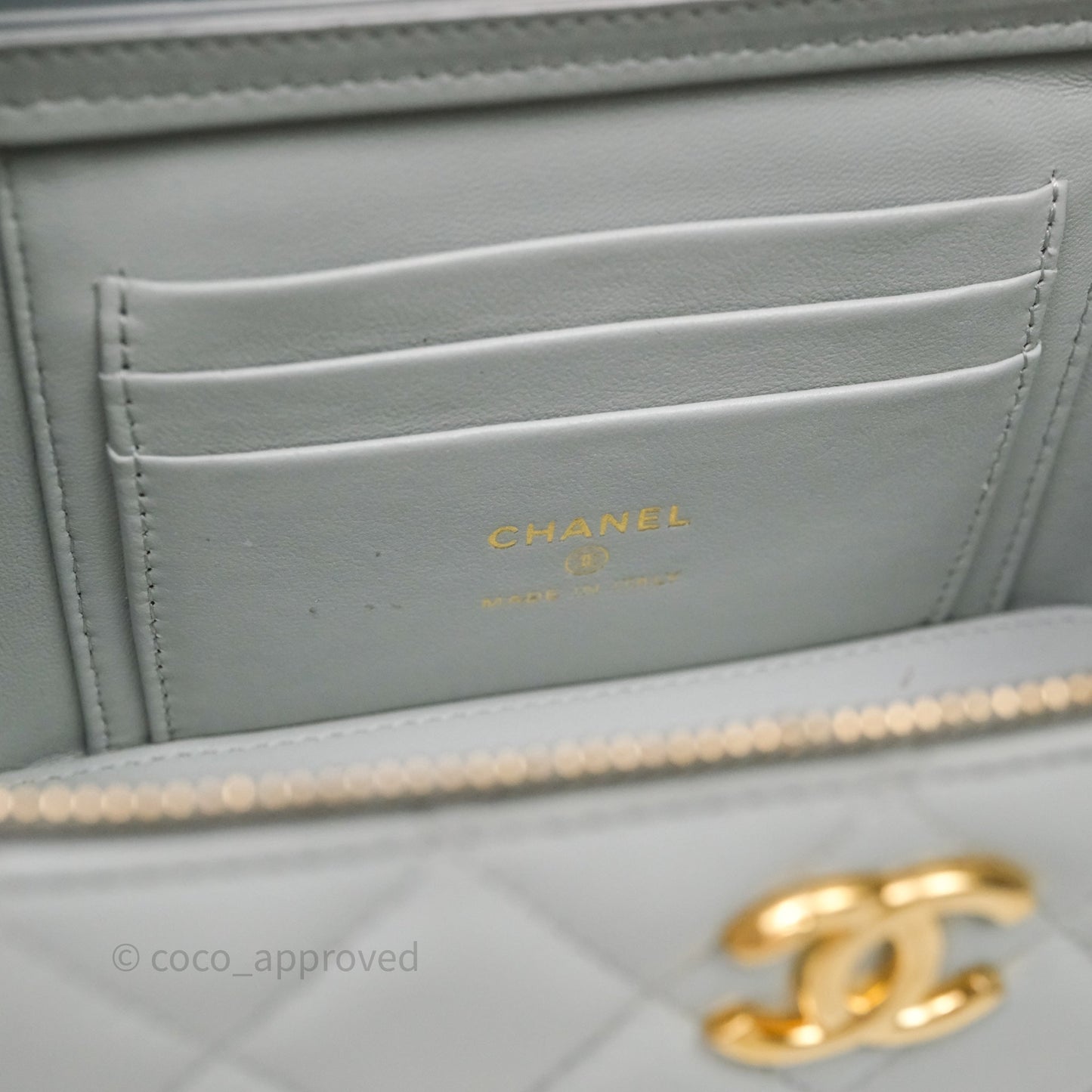 Chanel Coco Chain Vanity Blue Lambskin Gold Hardware