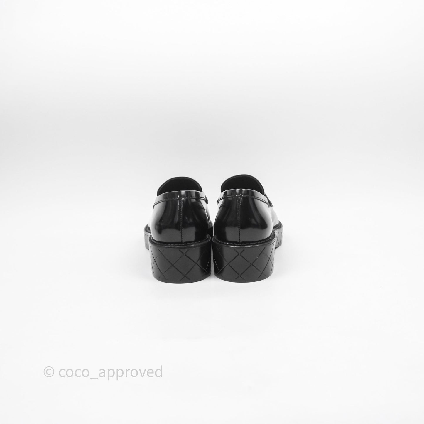 Chanel Shiny Calfskin So Black CC Mocassin Loafers Size 38.5