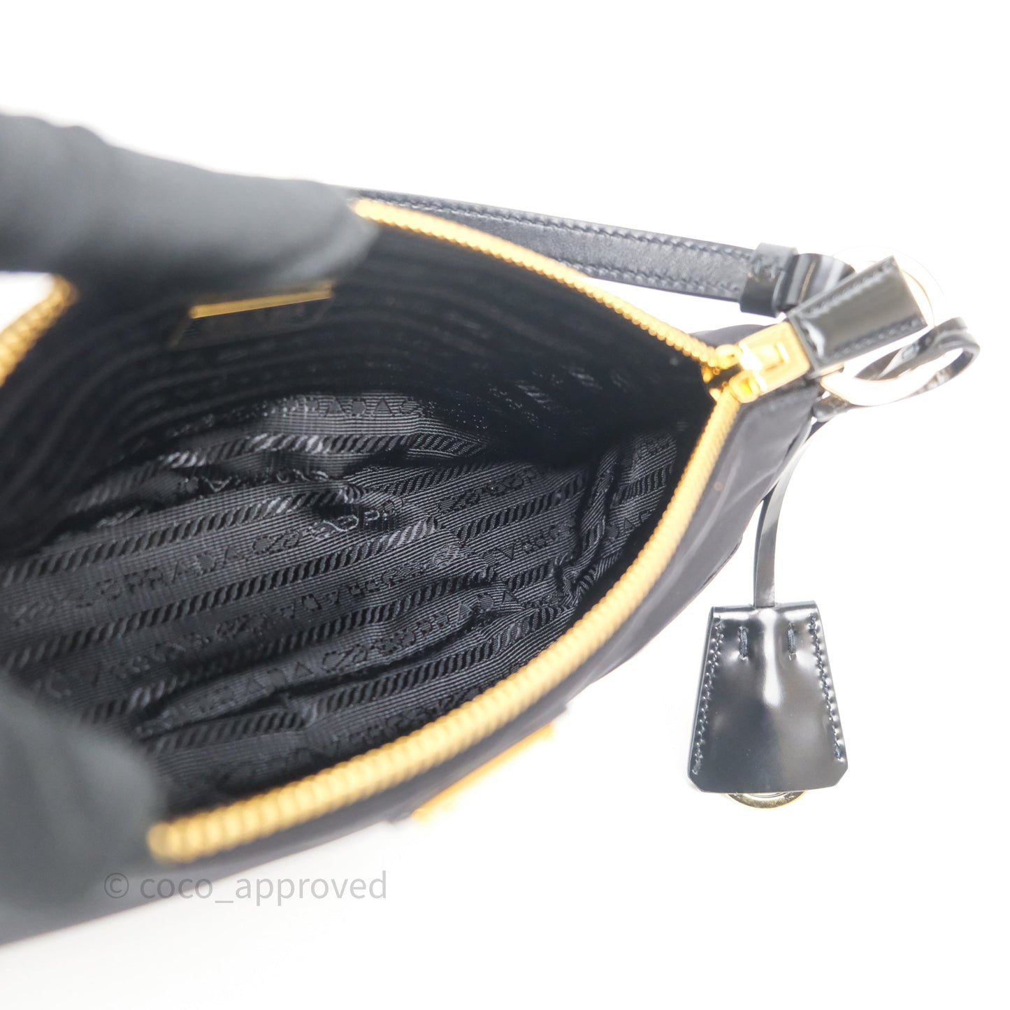Prada Re-Edition 2002 Re-Nylon Small Shoulder Bag Black Gold Hardware