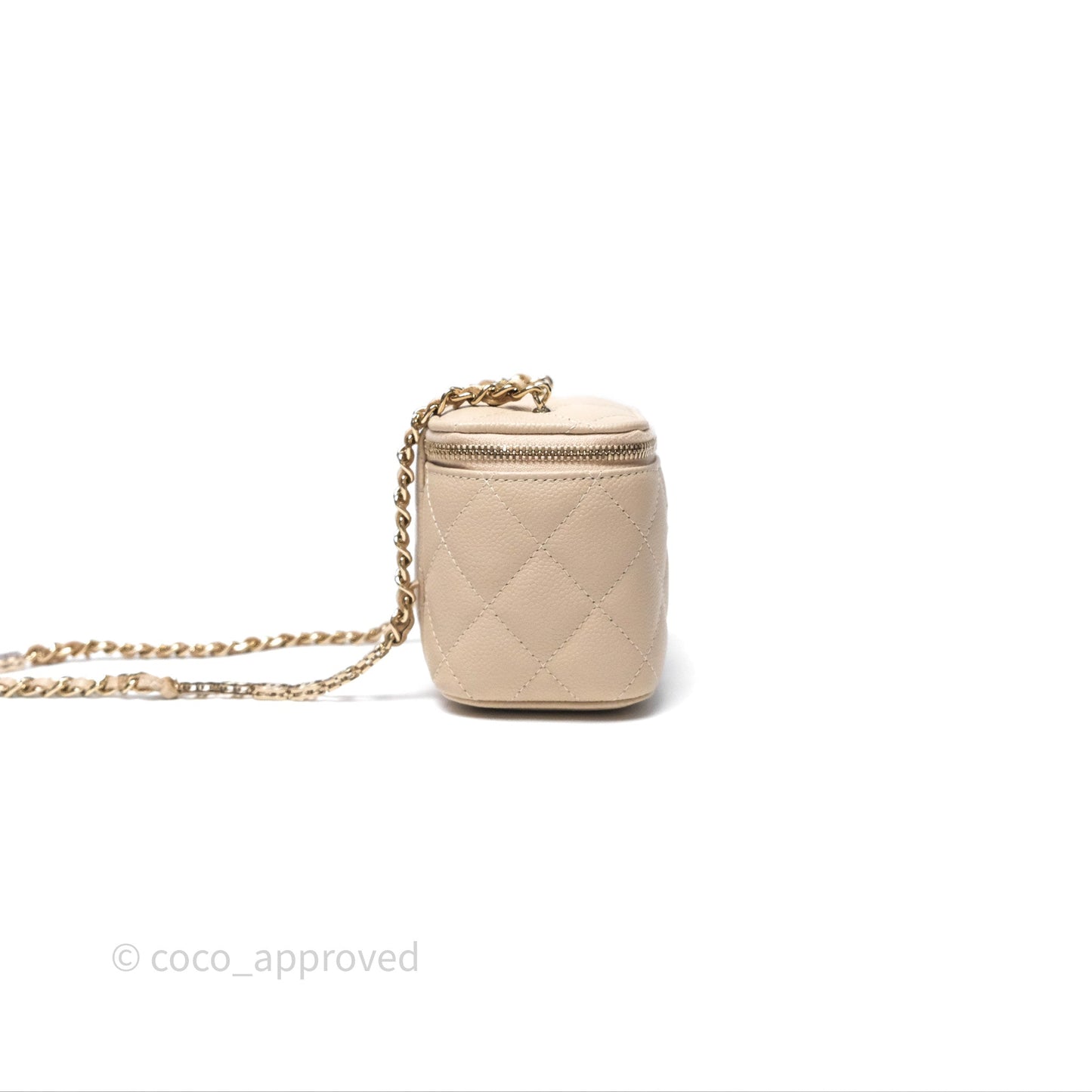 Chanel Mini Vanity With CC Chain Beige Caviar Gold Hardware