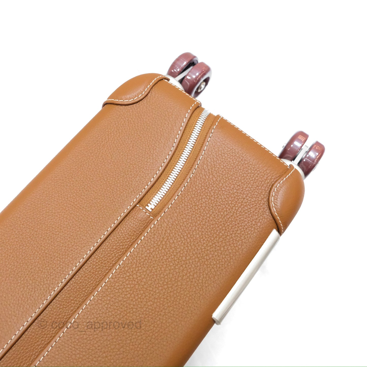 Hermès R.M.S Cabin 55 Suitcase in Ecru-Beige/ Fauve/ Orange Canvas Gold Clemence Palladium Hardware