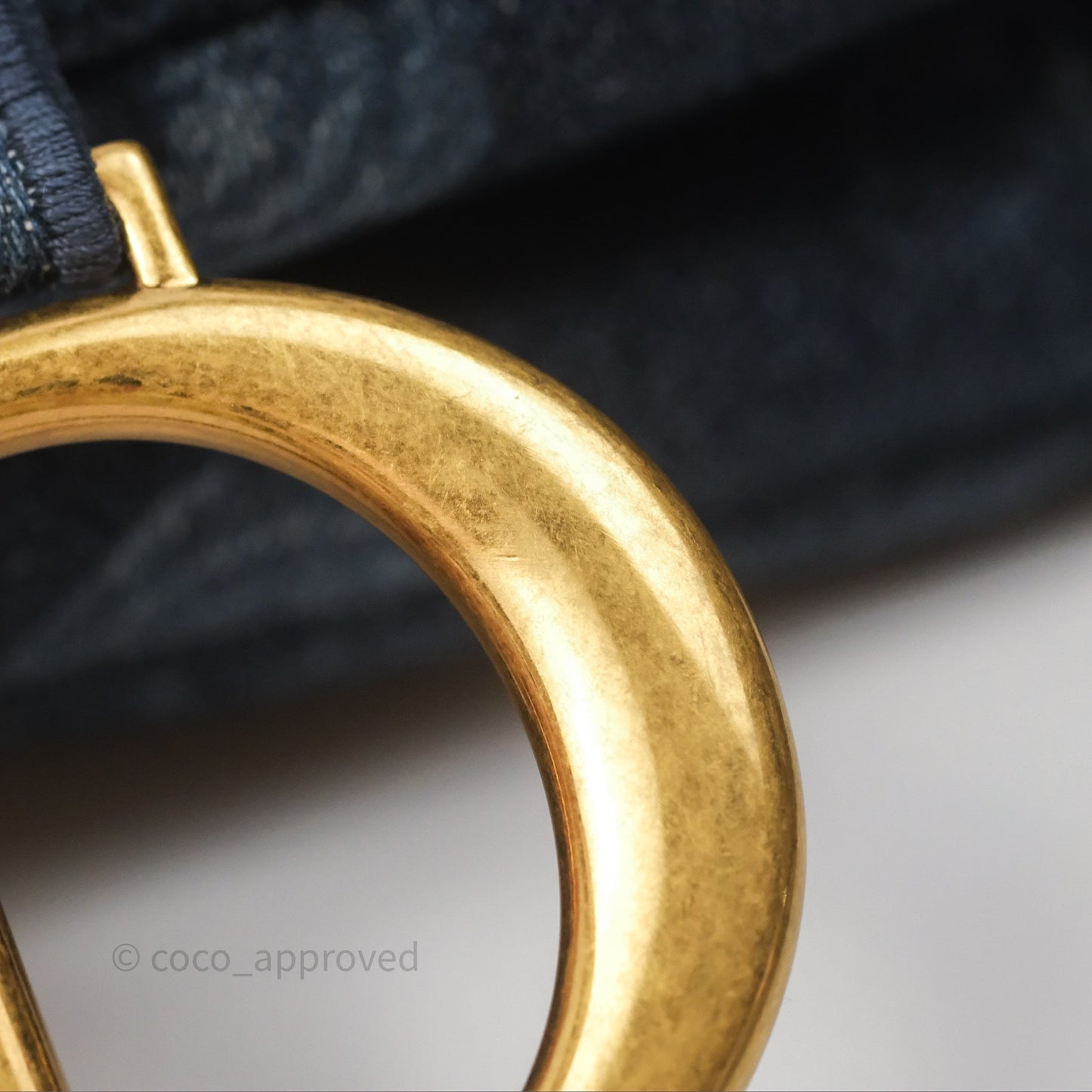 Christian Dior Saddle Bag Navy Denim Gold Hardware