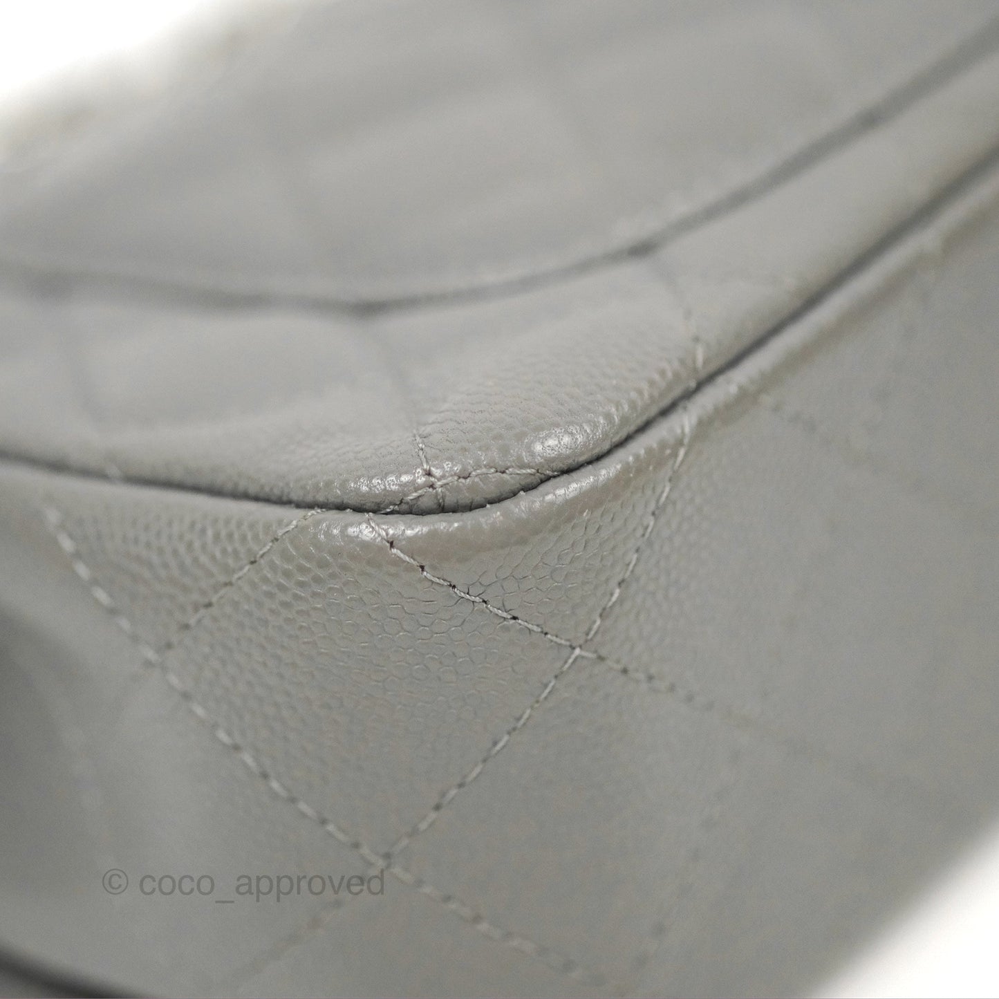 Chanel Quilted Mini Rectangular Flap Grey Caviar Silver Hardware 17B