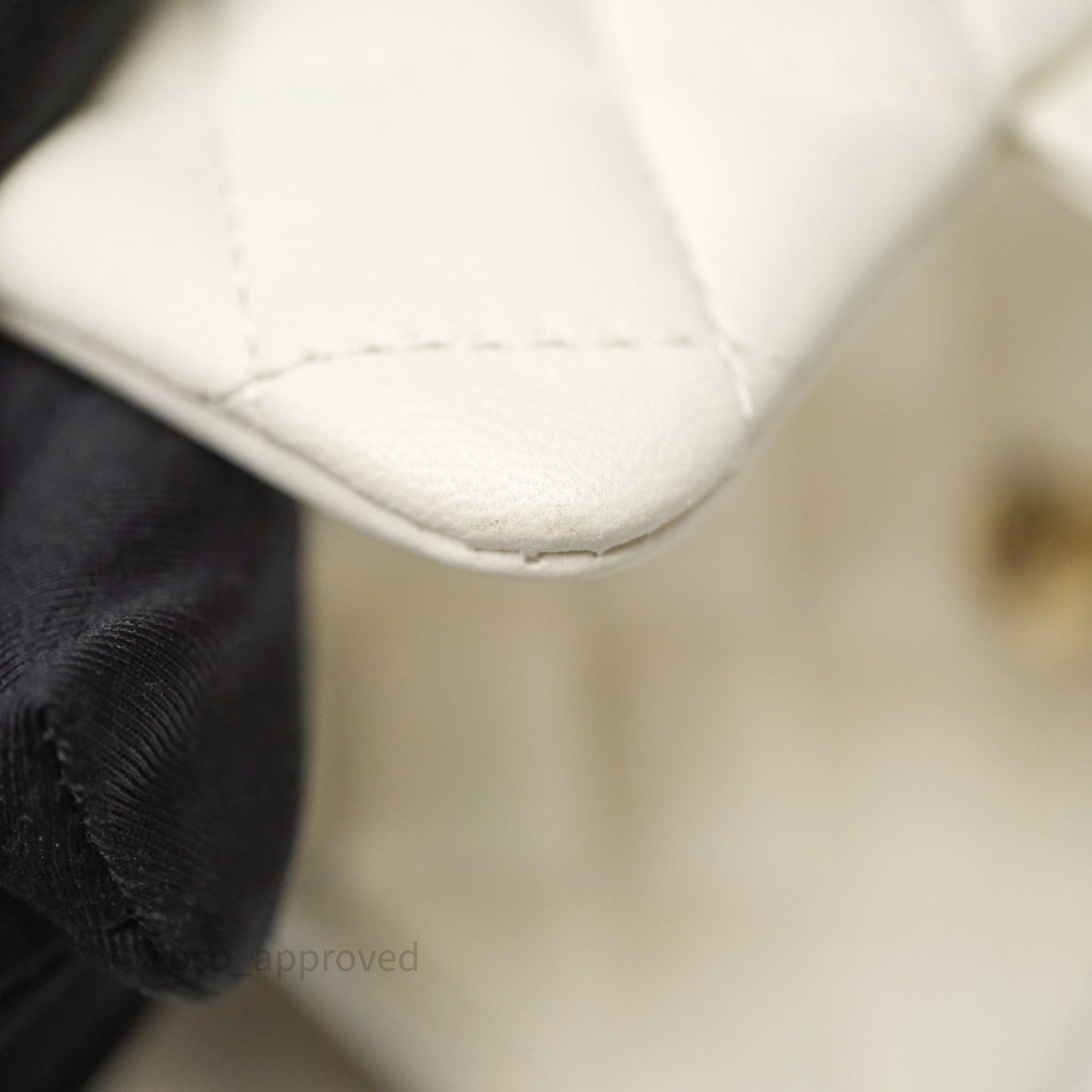Chanel Quilted Mini Square White Lambskin Gold Hardware