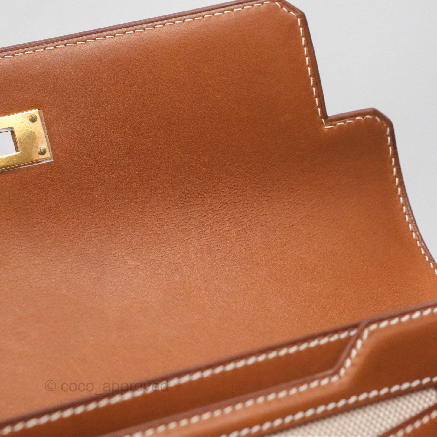 Hermès Kelly Depeches 25 Pouch Ecru-beige 14 Toile H/ Fauve 34 Barenia Gold Hardware