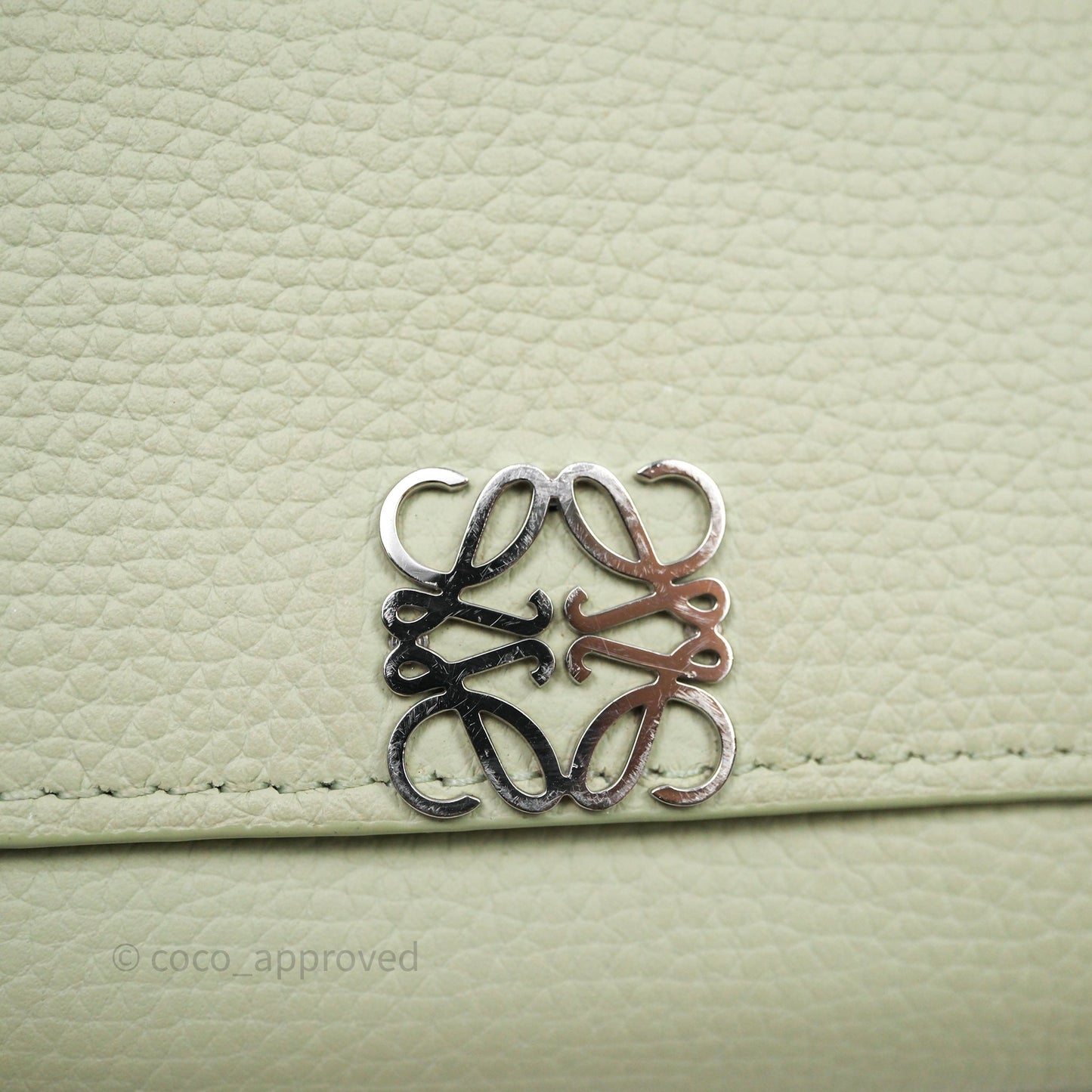 Loewe Anagram Small Vertical Wallet Green Silver Hardware