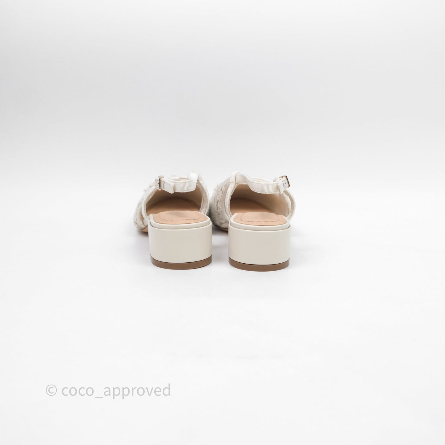 Dior Ballet Slingback Pump White Cannage Tweed Gold-Tone Metallic Thread
