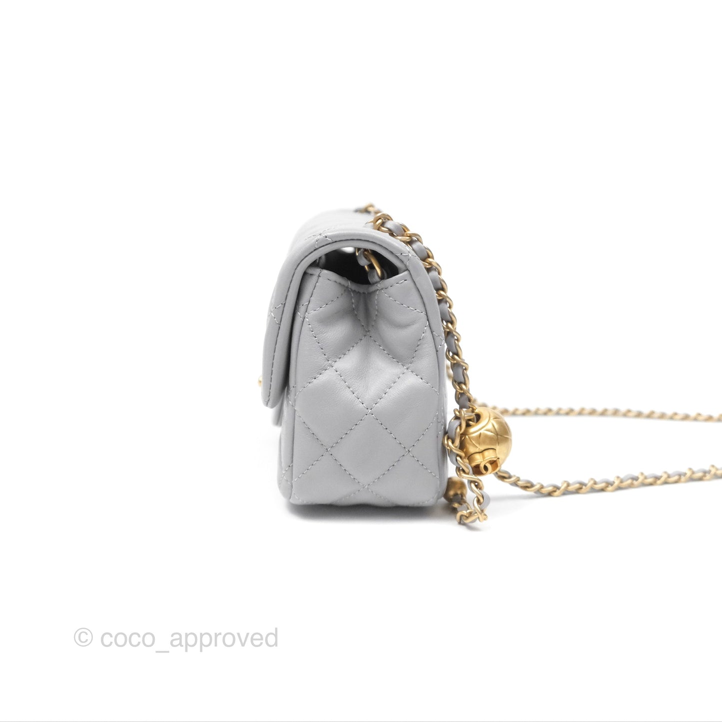 Chanel Mini Rectangular Pearl Crush Grey Lambskin Aged Gold Hardware