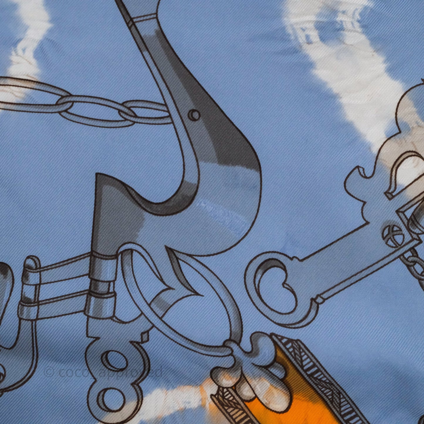 Hermès Mors et Gourmettes Scarf Light Blue