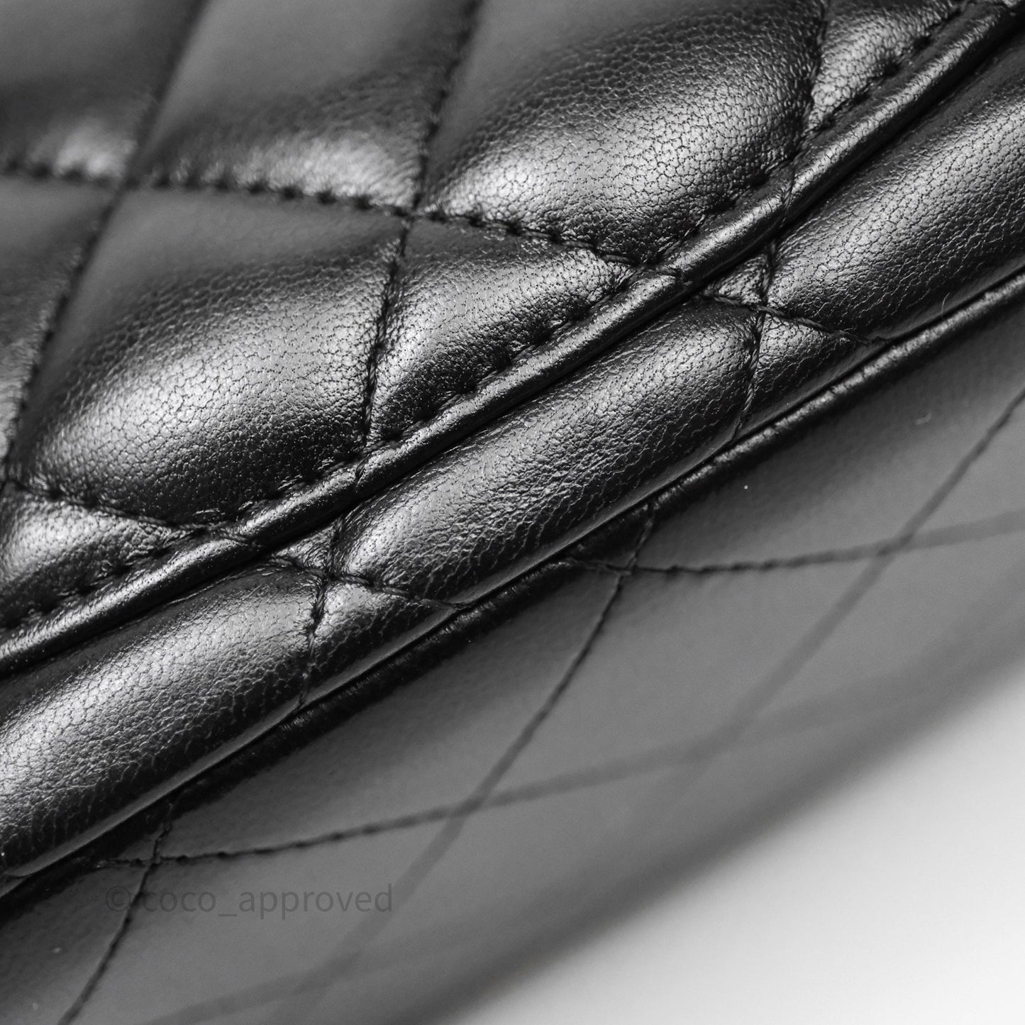 Chanel Mini Square Quilted Black Lambskin Silver Hardware