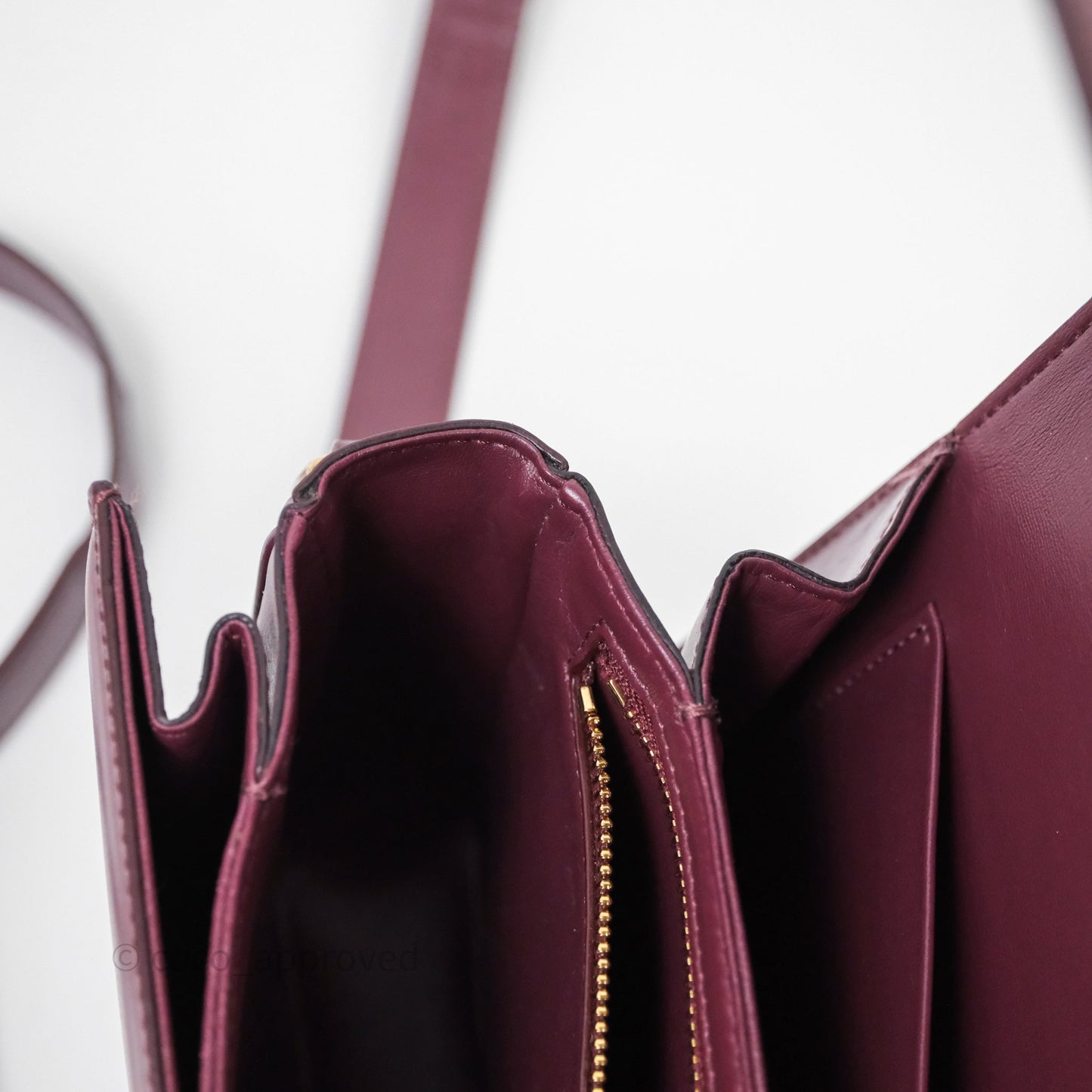 Celine Medium Triomphe Acai Burgundy Shiny Calfskin Gold Hardware