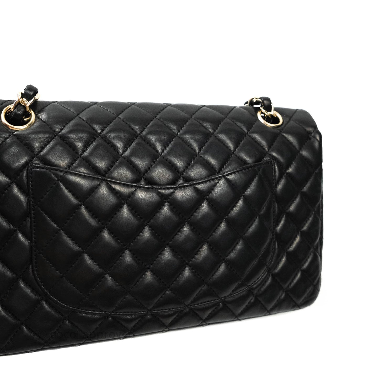 Chanel Classic M/L Medium Quilted Black Flap With Valentines Charms Lambskin Gold Hardware