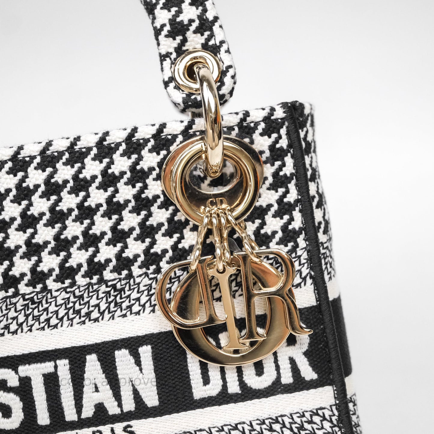 Christian Dior Mini Lady D-Lite Bag Black White Houndstooth