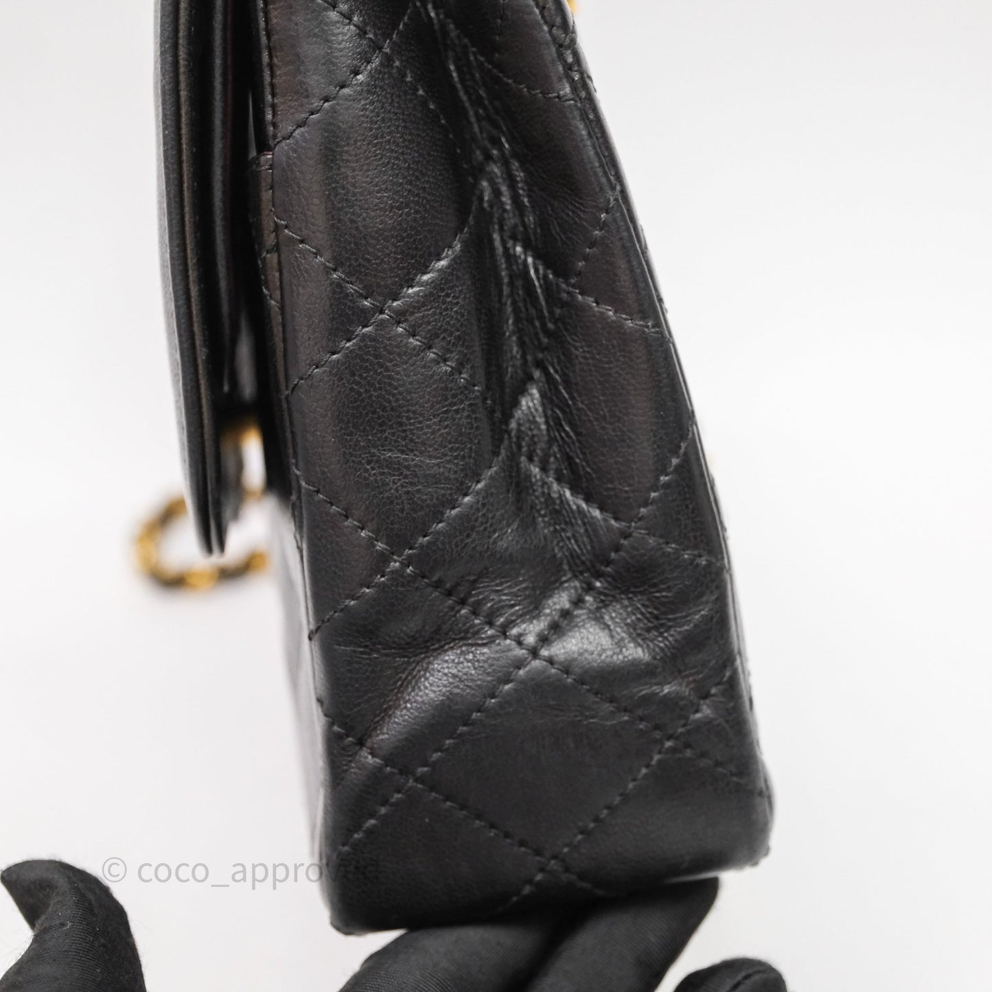 Chanel Quilted Vintage Flap Bag Lambskin Black 24K Gold Hardware
