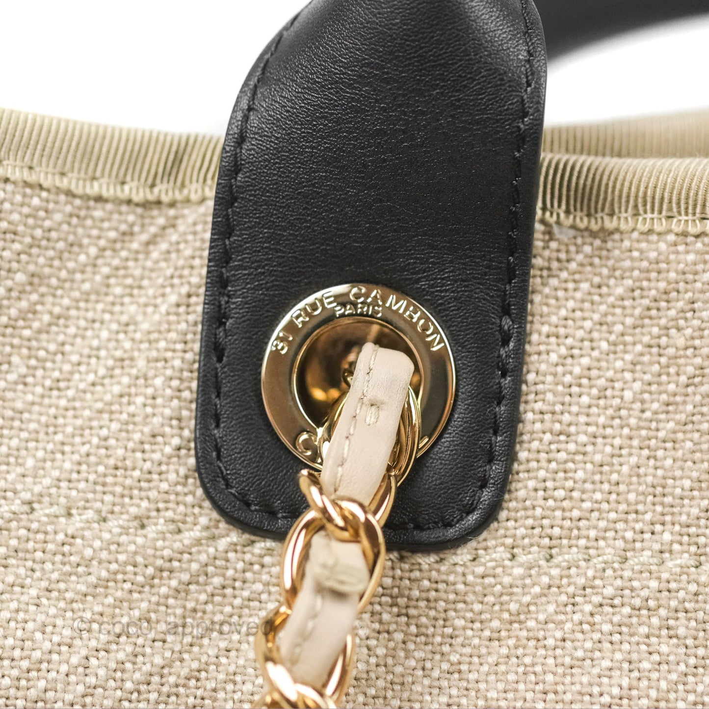 Chanel Large Deauville Black/Taupe Canvas Gold Hardware