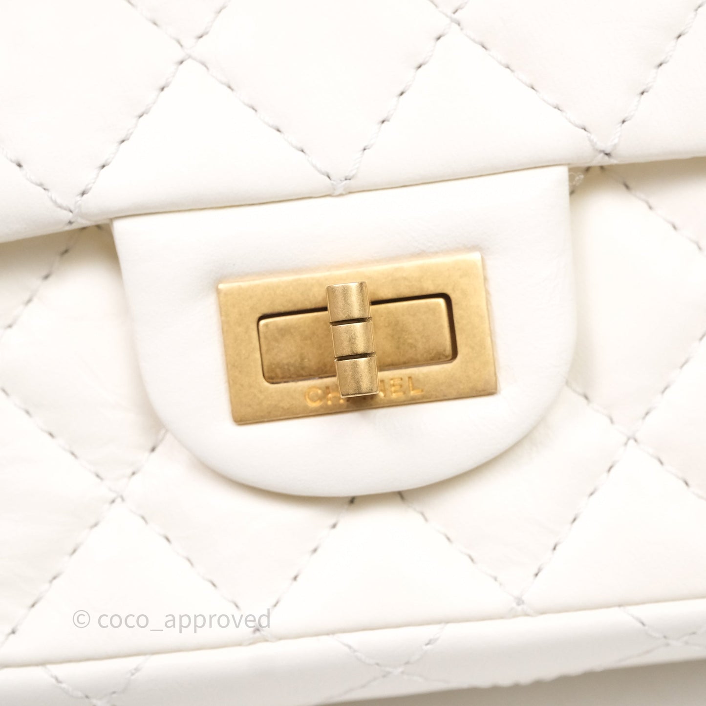 Chanel Mini Reissue 224 White Calfskin Aged Gold Hardware