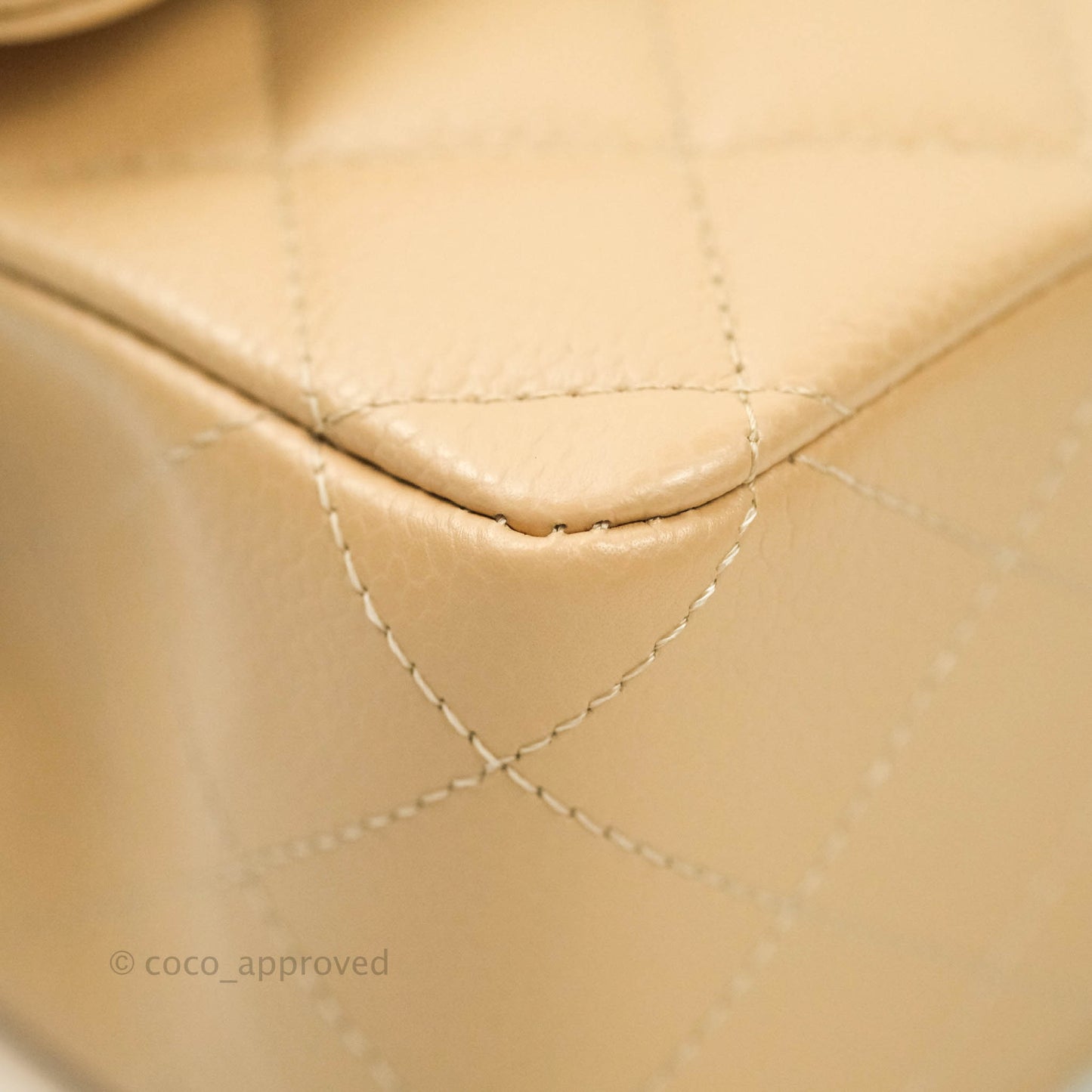Chanel M/L Medium Quilted Caviar Double Flap Beige Gold Hardware