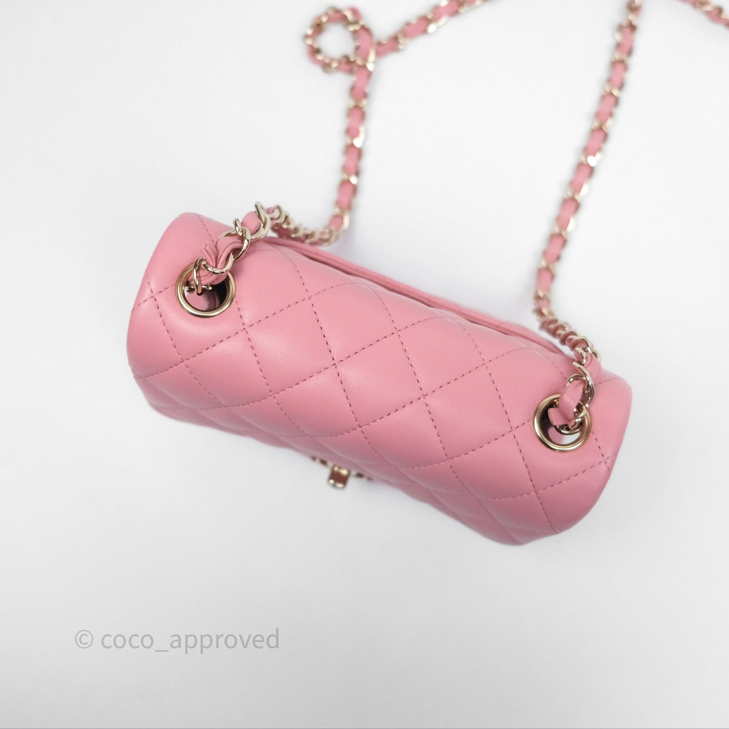 Chanel Mini Square Flap Quilted Pink Lambskin Gold Hardware