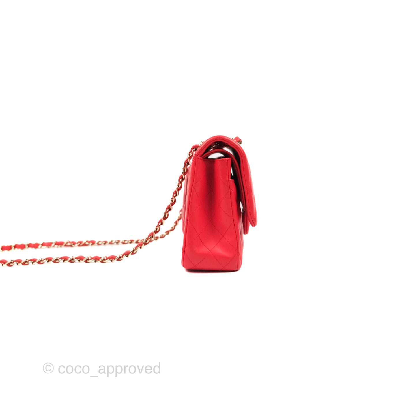 Chanel Classic M/L Medium Flap Quilted Red Lambskin Gold Hardware