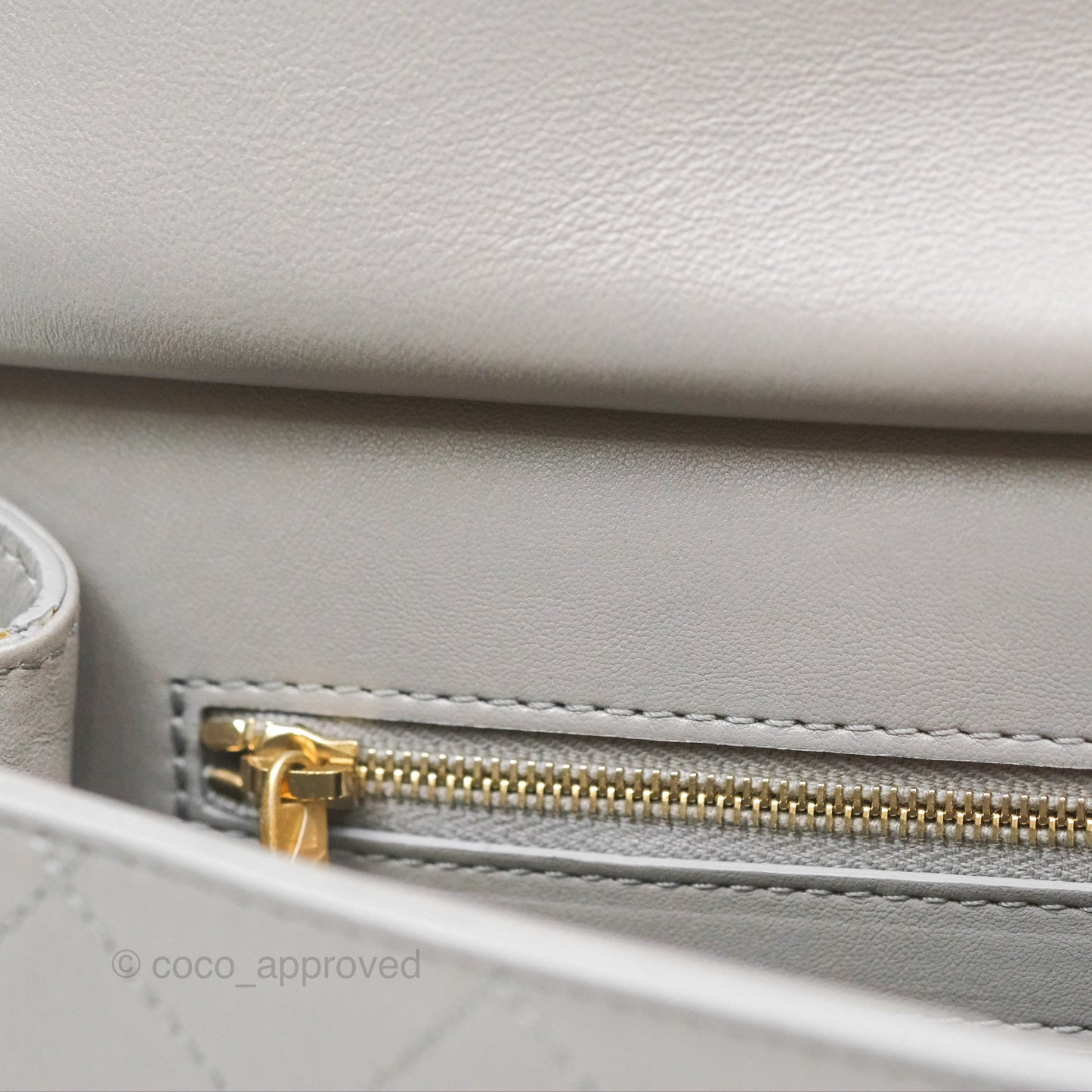 Chanel Small Quilted Coco Luxe Flap Bag Grey Calfskin Aged Gold Hardware