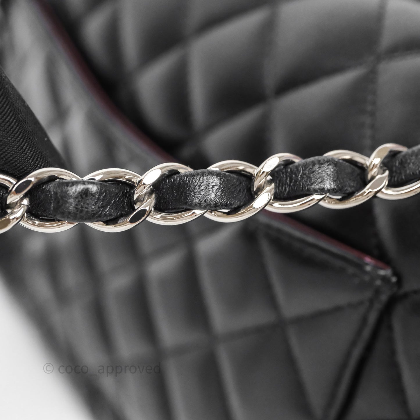 Chanel Classic M/L Medium Flap Quilted Black Lambskin Silver Hardware