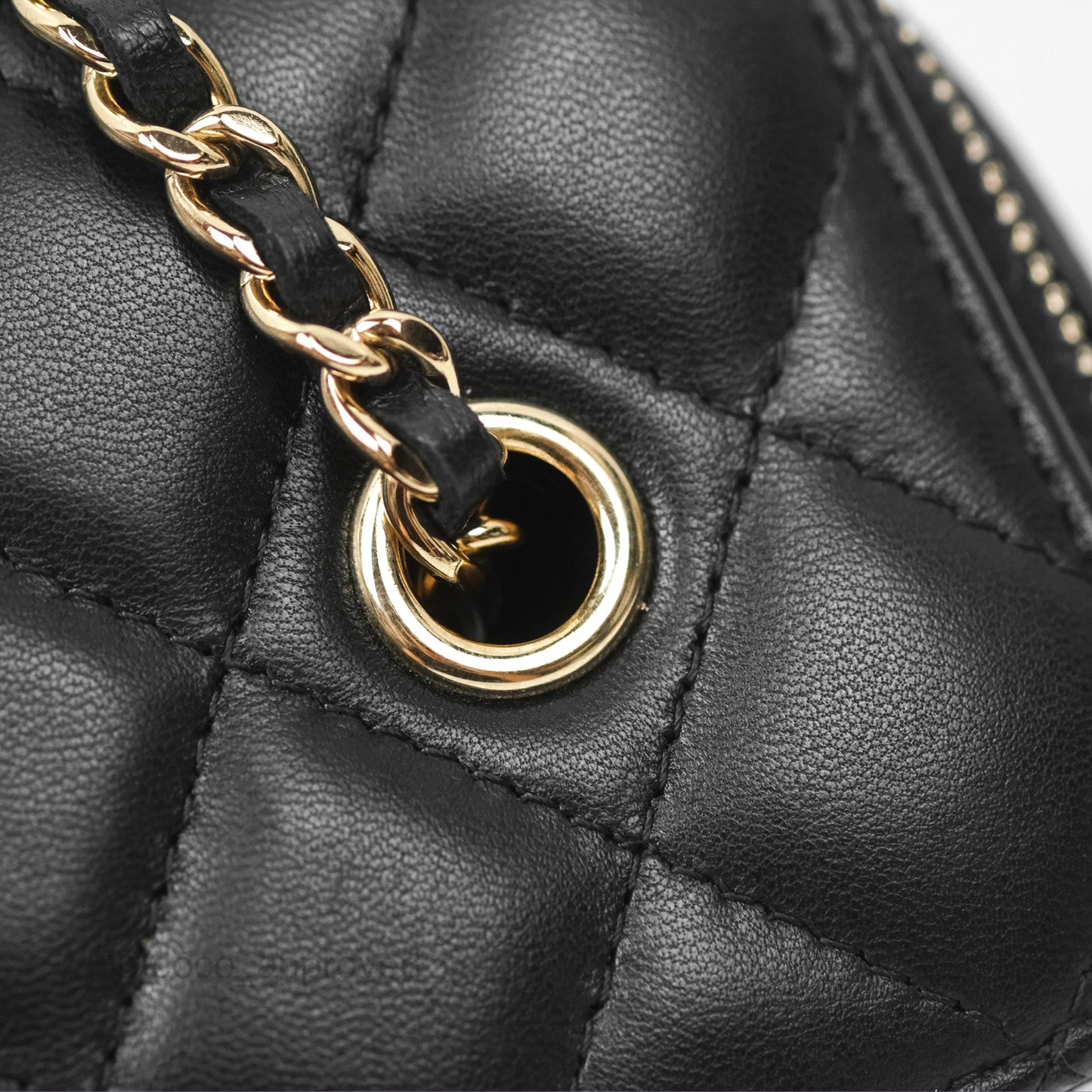 Chanel Vanity Rectangular Black Lambskin Gold Hardware