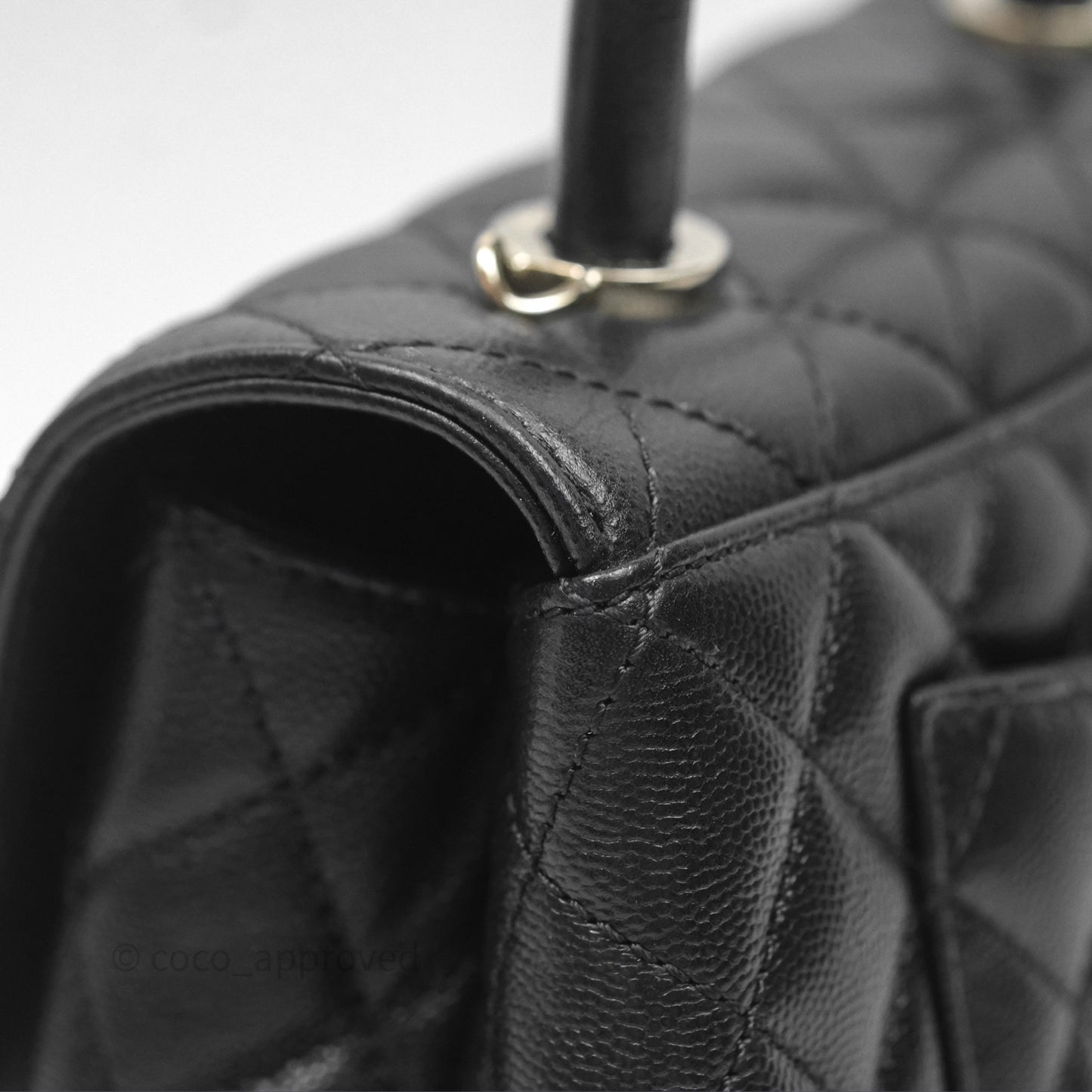 Chanel Small Coco Handle Quilted Black Caviar Gold Hardware