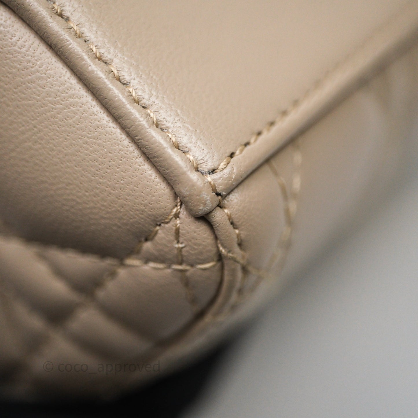 Christian Dior Small Lady D-Joy Powder Beige Cannage Lambskin Gold Hardware