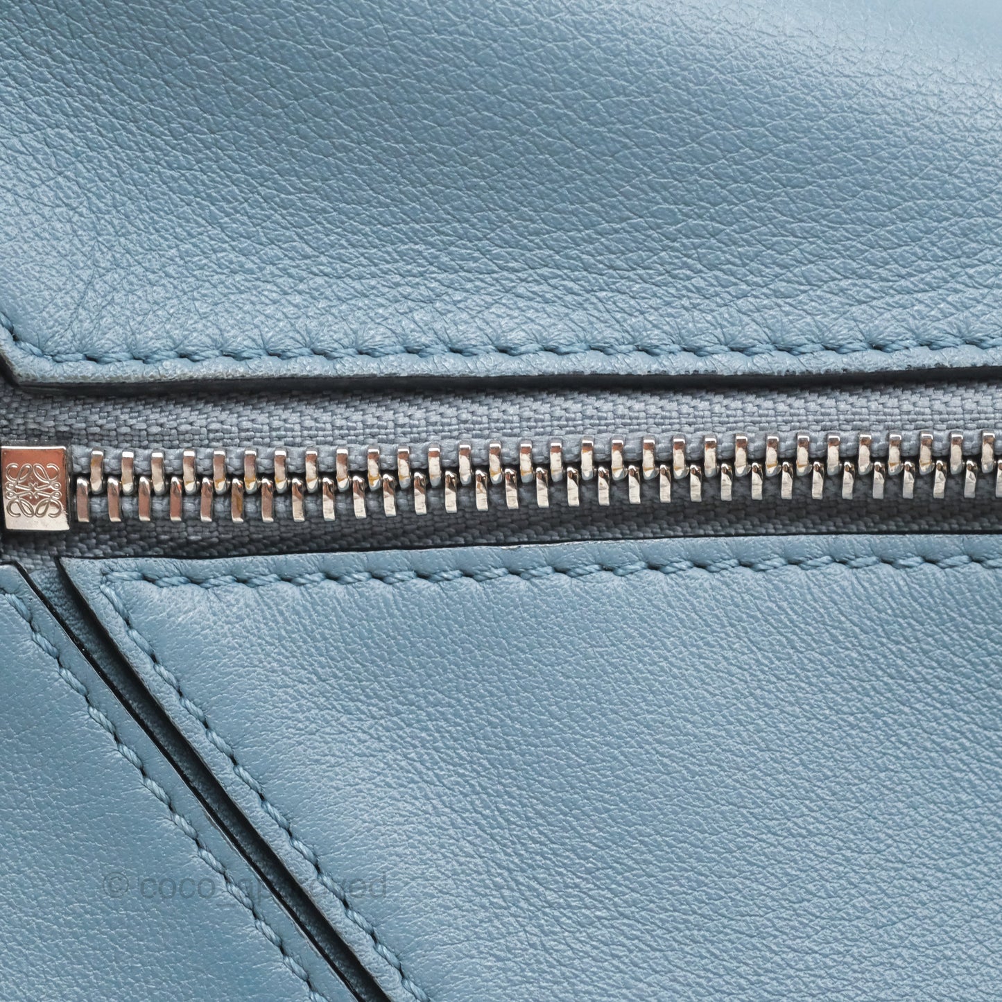 Loewe Small Puzzle Bag Blue Calfskin Silver Hardware