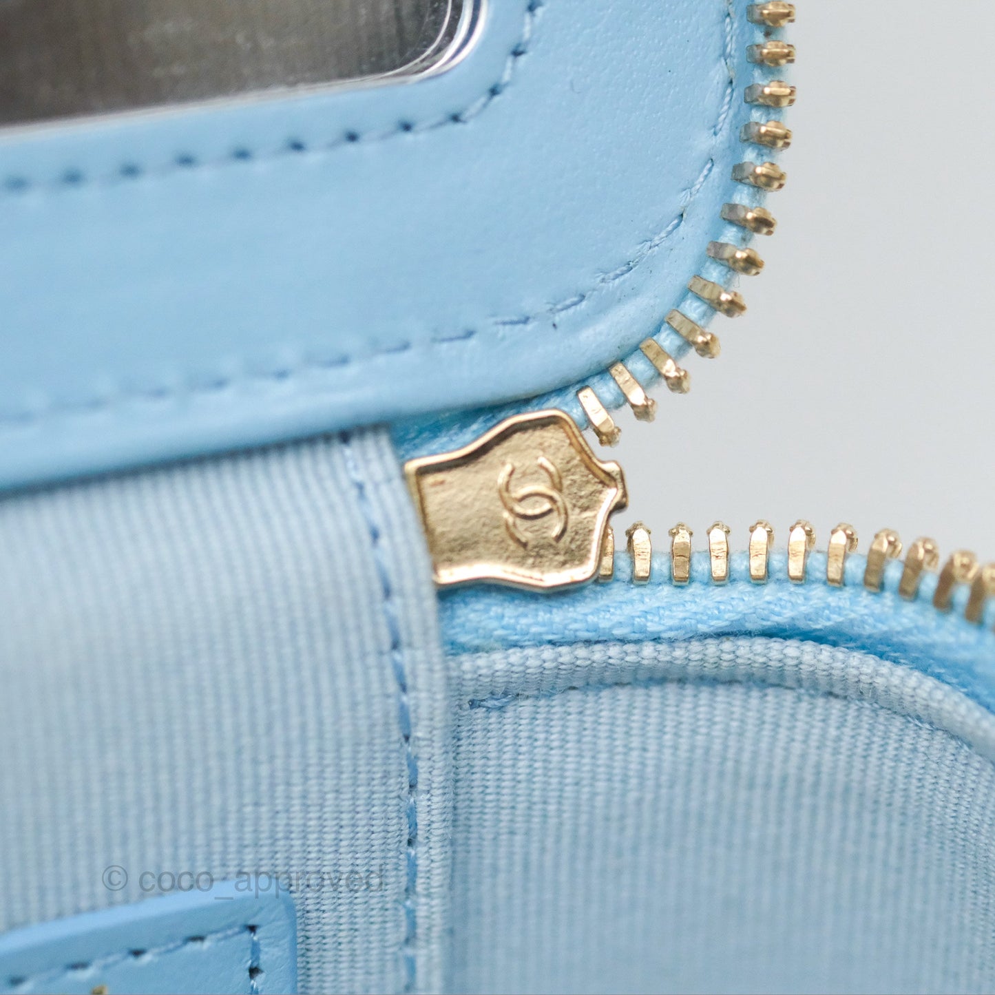 Chanel Mini Vanity Coco Chain Blue Lambskin Gold Hardware