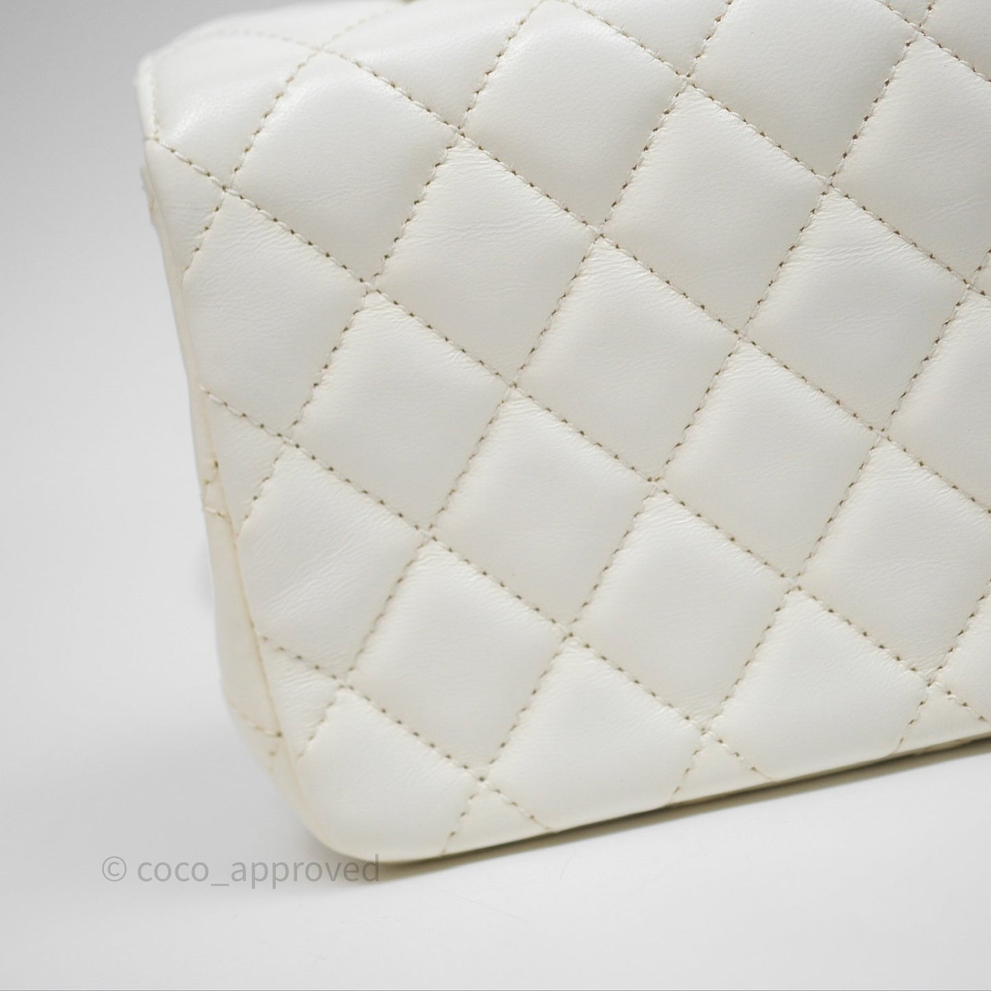 Chanel Crystals Top Handle Mini Rectangular Flap Bag White Lambskin Gold Hardware