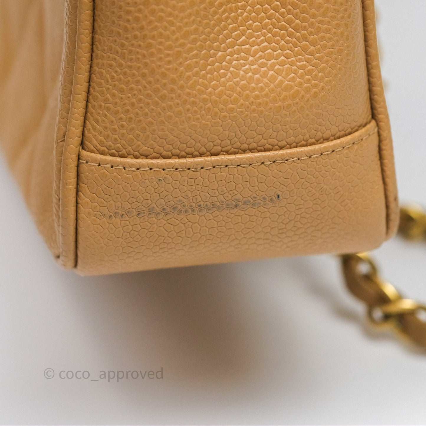 Chanel Vintage CC Quilted Tote Dark Beige Caviar 24K Gold Hardware
