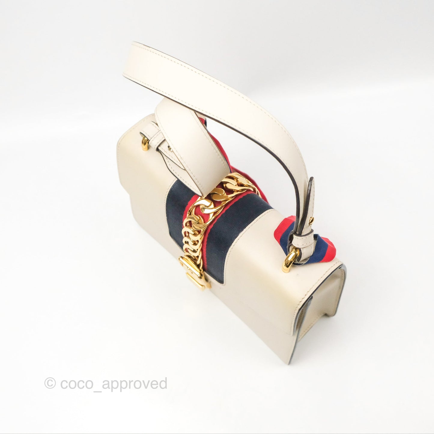 Gucci Calfskin Small Sylvie Shoulder Bag White